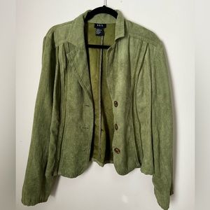Vintage style green suede jacket size L.